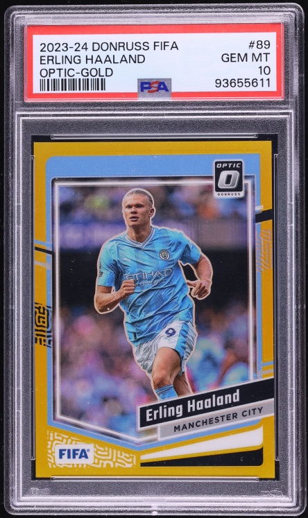 2023 Donruss Optic FIFA Gold Erling Haaland 1/10 #89 PSA 10 GEM MINT - Photo 1