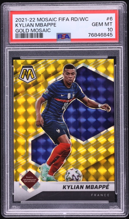 2021 Panini Mosaic FIFA Road To World Cup Gold Kylian Mbappe /10 #6 PSA 10 GEM MINT - Photo 1