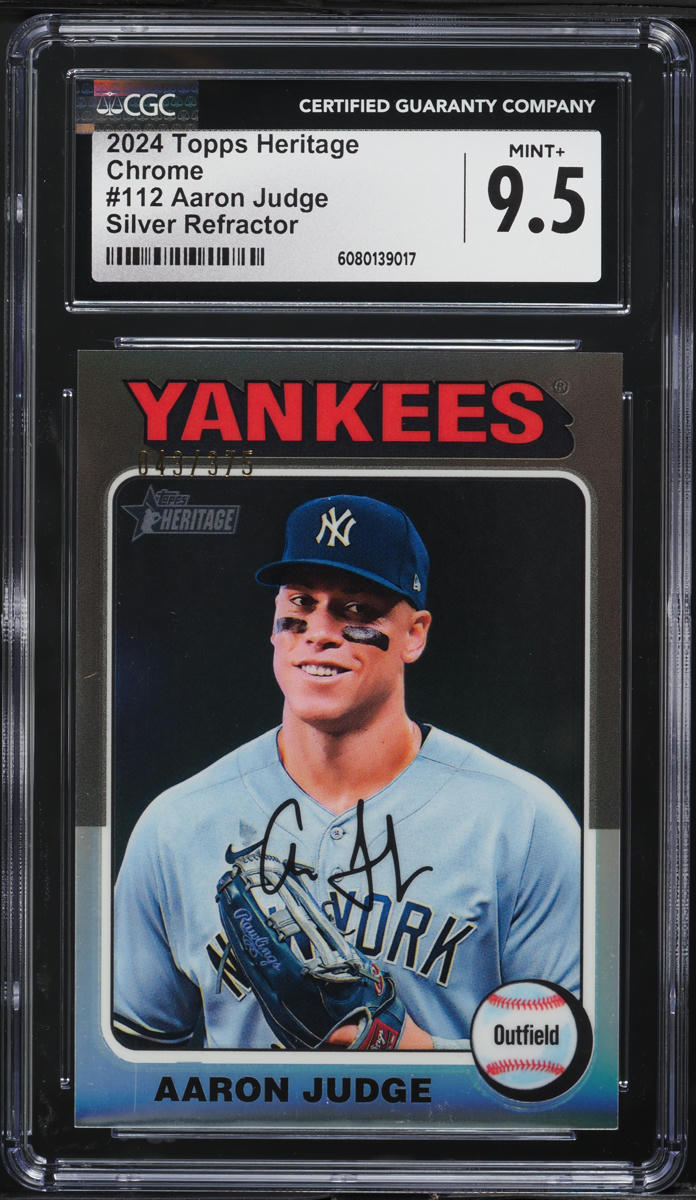 2024 Topps Heritage Chrome Silver Refractor Aaron Judge /375 #112 CGC 9.5 MINT+