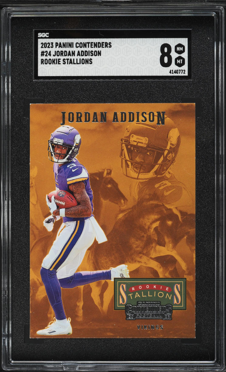 2023 Panini Contenders Stallions Jordan Addison ROOKIE #24 SGC 8 NM-MT