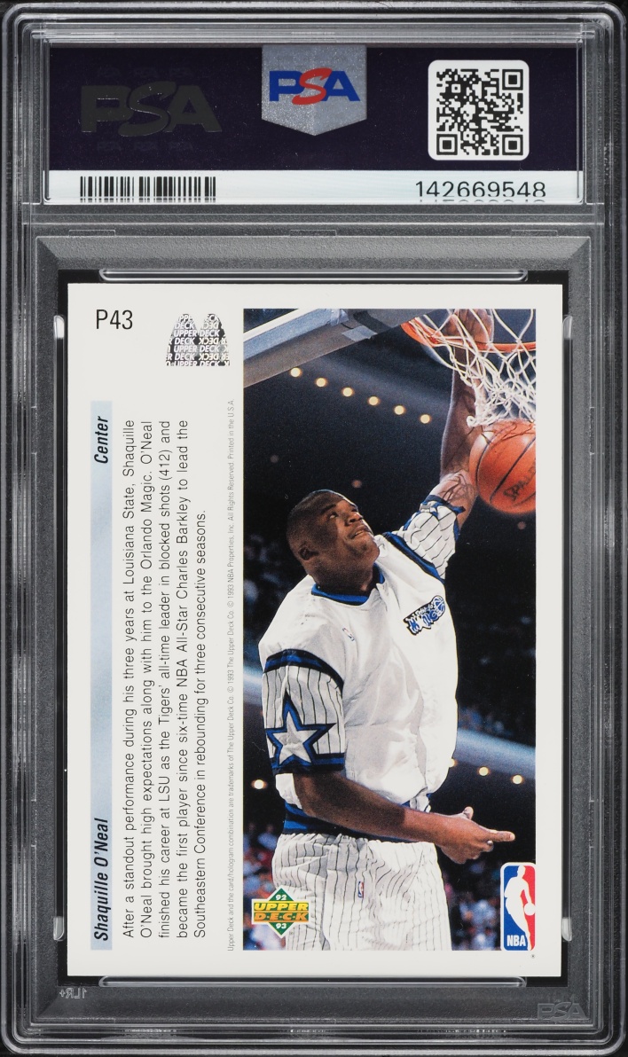 1992 Upper Deck McDonald's Shaquille O'Neal ROOKIE #P43 PSA 9 MINT