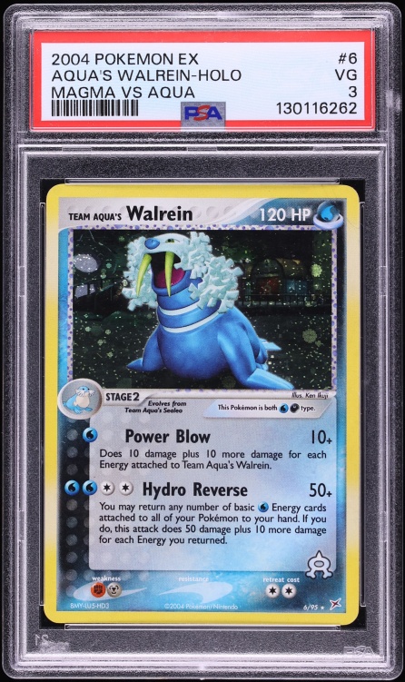 2004 Pokemon EX Team Magma Vs Aqua Holo Team Aqua's Walrein #6 PSA 3 VG