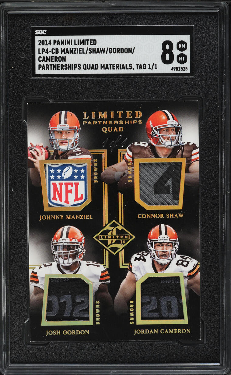 2014 Panini Limited Partnerships Tag Manziel Shaw Gordon Cameron PATCH 1/1 #LP4-CB SGC 8 NM-MT