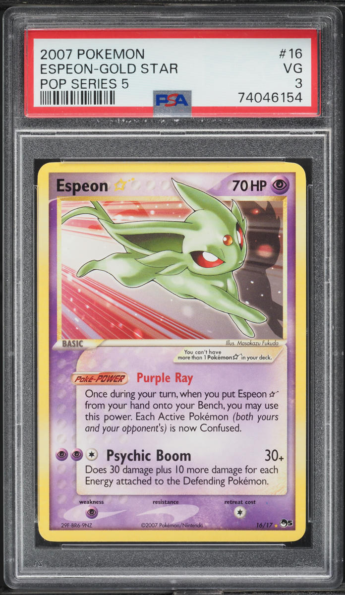 2007 Pokemon Pop Series 5 Holo Espeon Gold Star #16 PSA 3 VG