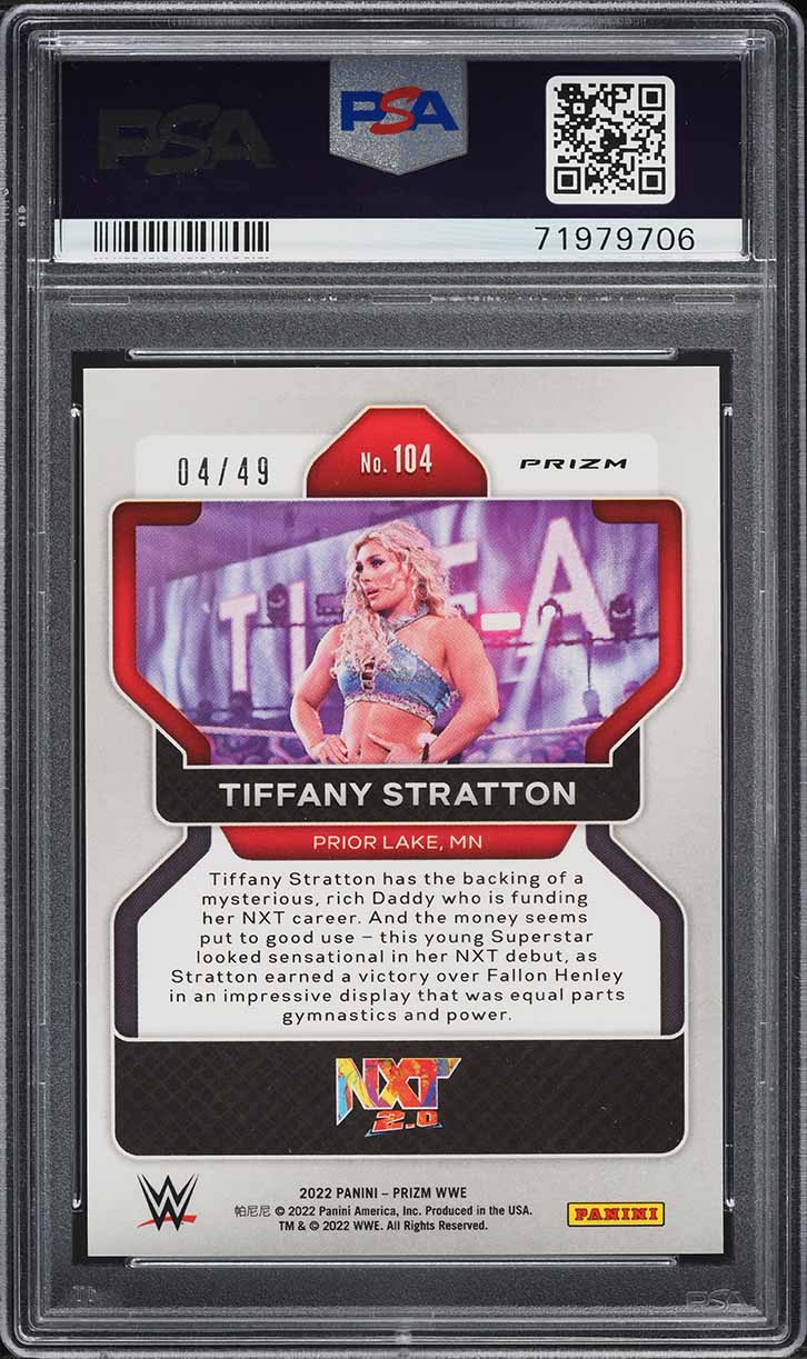 2022 Panini Prizm WWE Teal Tiffany Stratton ROOKIE /49 #104 PSA 9 MINT