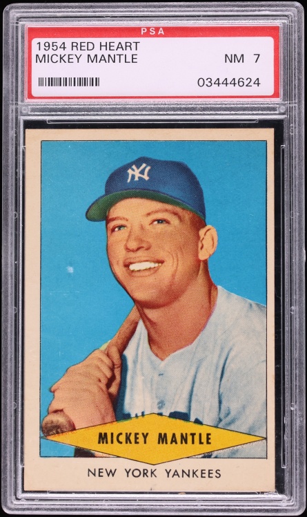 1954 Red Heart Mickey Mantle PSA 7 NRMT