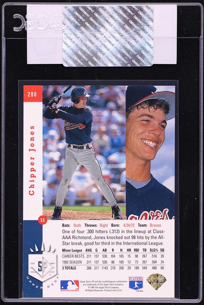 1993 SP Foil Chipper Jones ROOKIE #280 CGC AUTH