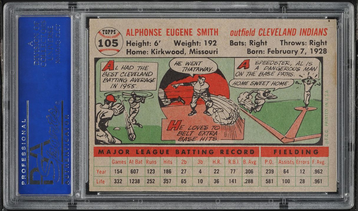 1956 Topps Al Smith #105 PSA 7 NRMT