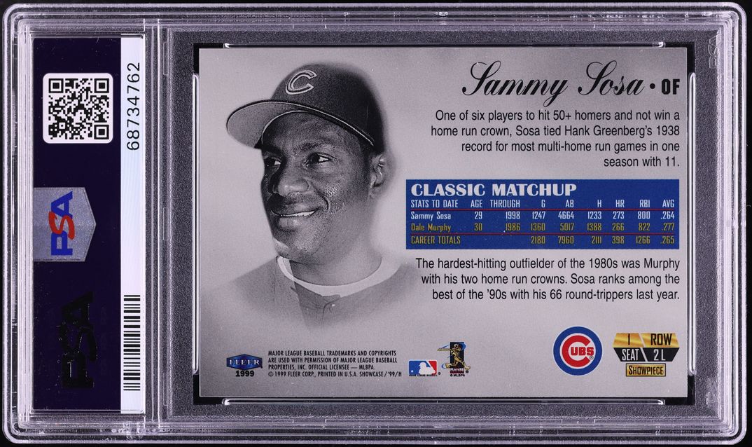1999 Flair Showcase Legacy Collection Row 1 Sammy Sosa /99 #2L PSA 9 MINT - Photo 2
