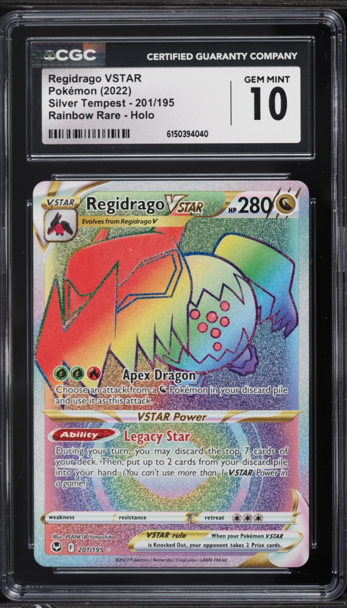 2022 Pokemon Sword & Shield Silver Tempest Rainbow Rare Regidrago VSTAR #201 CGC 10 GEM MINT