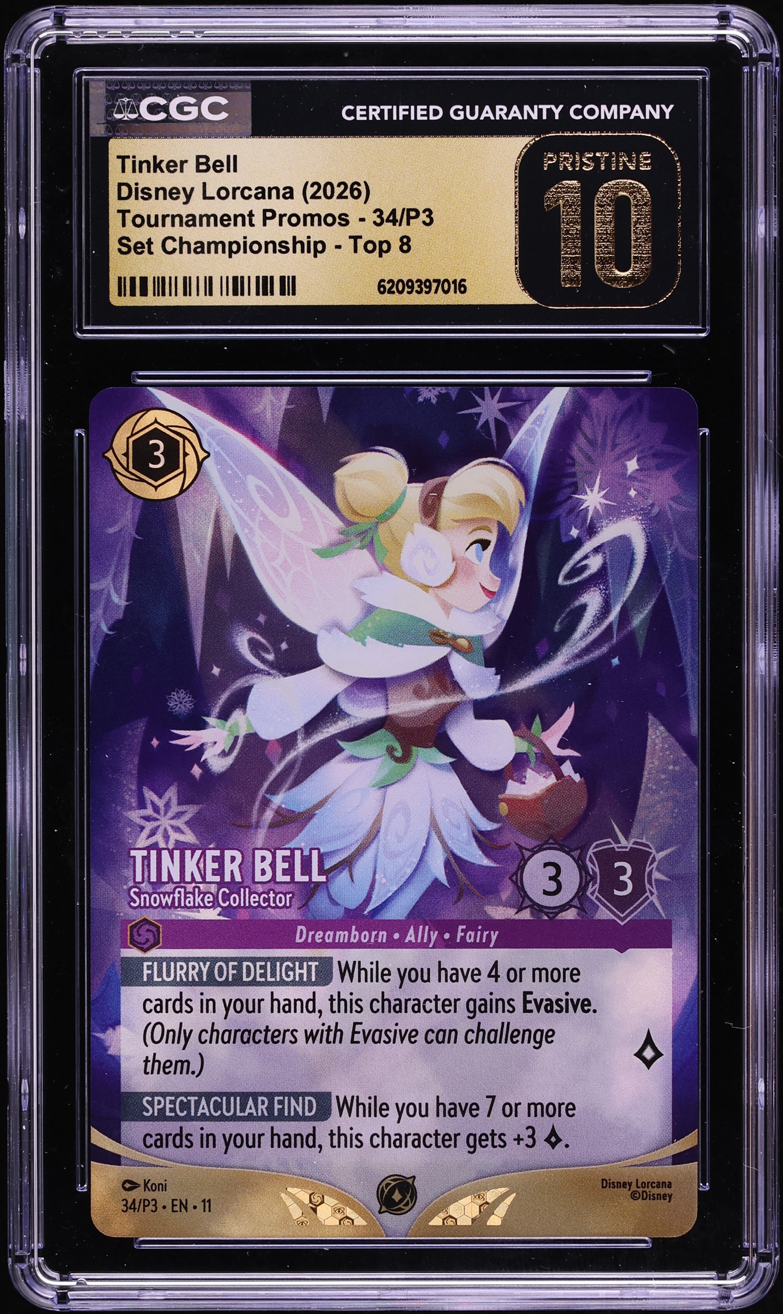 2026 Disney Lorcana Tournament Promo Set Championship Top 8 Tinker Bell #34 CGC 10 PRISTINE