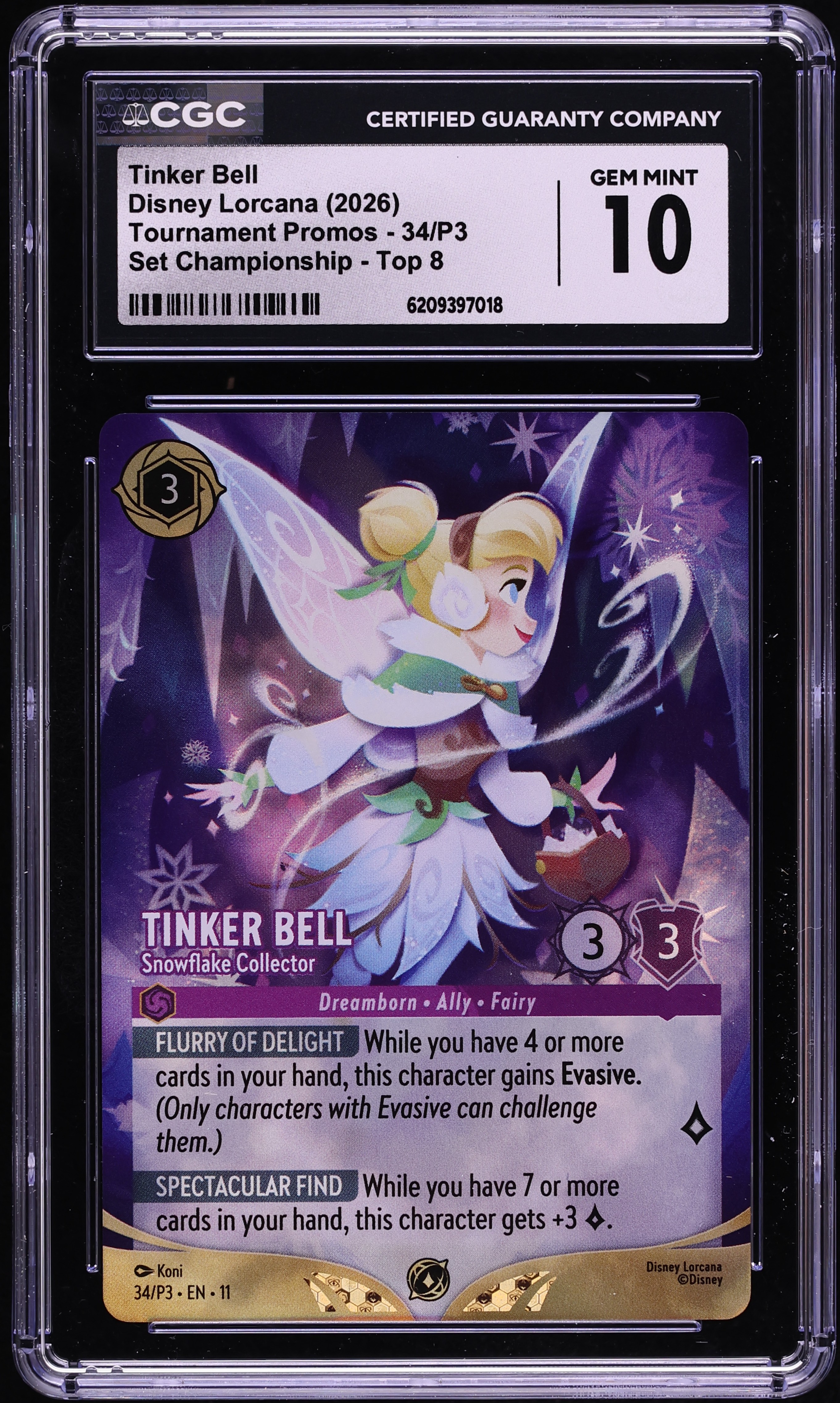 2026 Disney Lorcana Tournament Promo Set Championship Top 8 Tinker Bell #34 CGC 10 GEM MINT