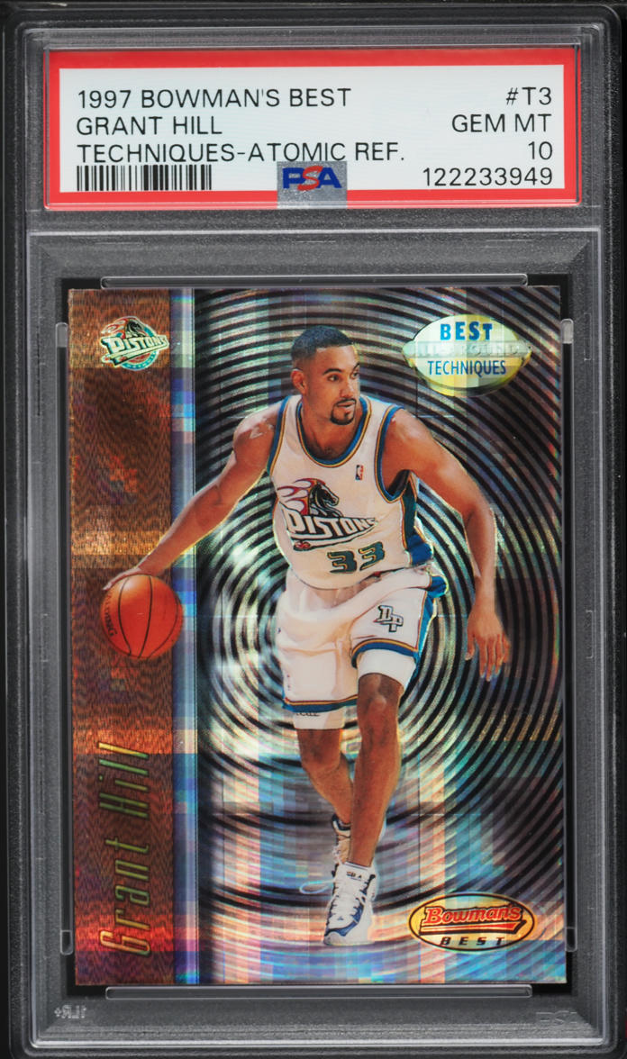 1997 Bowman's Best Techniques Atomic Refractor Grant Hill #T3 PSA 10 GEM MINT