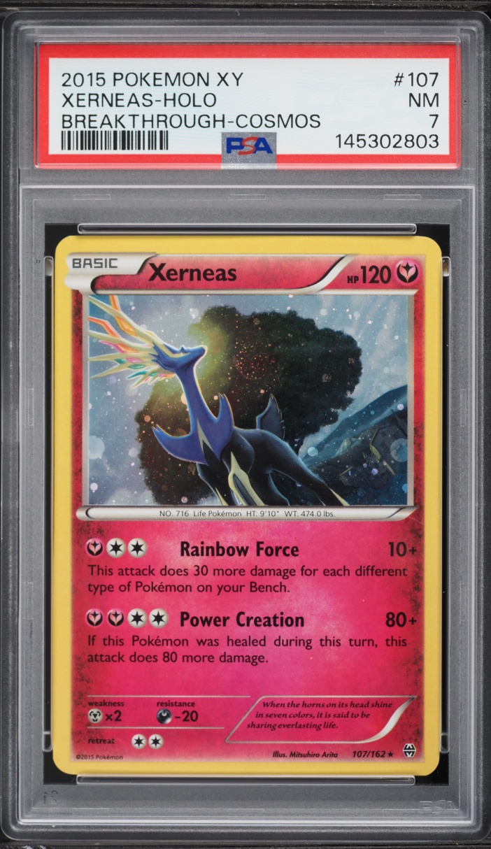 2015 Pokemon XY BREAKthrough Cosmos Holo Xerneas #107 PSA 7 NRMT