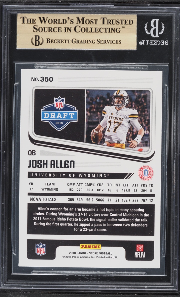 2018 Score Football Josh Allen ROOKIE #350 BGS 9.5 GEM MINT