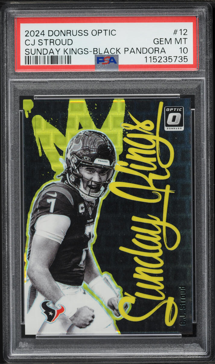 2024 Donruss Optic Sunday Kings Black Pandora CJ Stroud /25 #12 PSA 10 GEM MINT - Photo 1