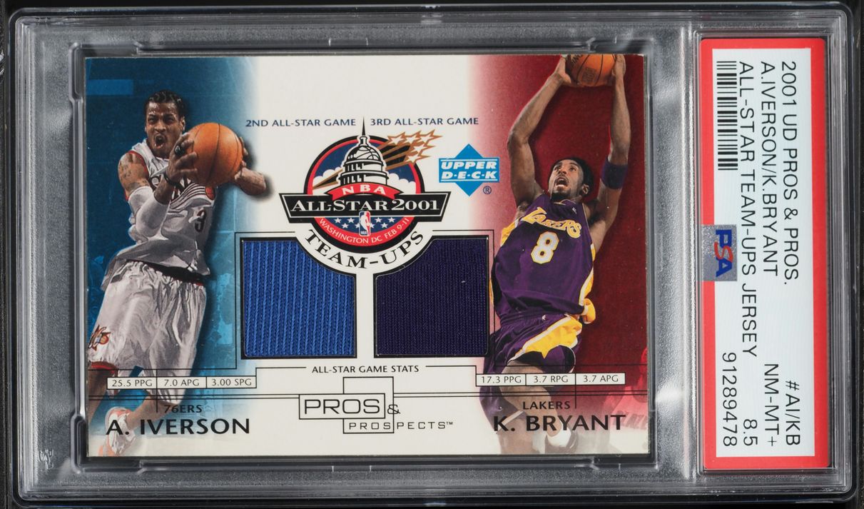 2001 UD Pros & Prospects All-Star Team-Ups Allen Iverson Kobe Bryant PATCH PSA 8.5 NM-MT+ - Photo 1