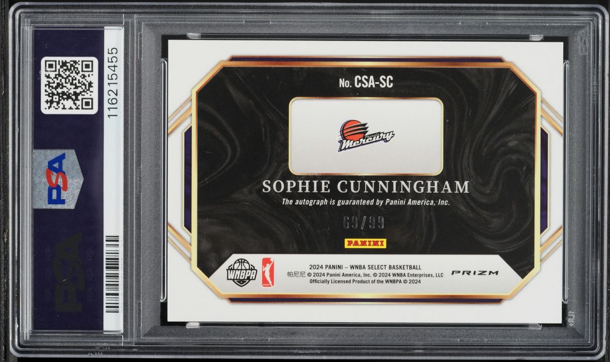 2024 Select WNBA Courtside Action Red Prizm Sophie Cunningham AUTO /99 #CSA-SC PSA 9 MINT - Photo 2
