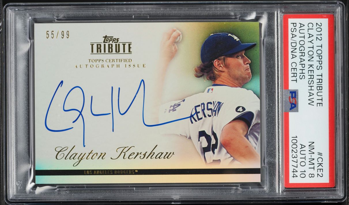 2012 Topps Tribute Clayton Kershaw AUTO DNA 10 /99 #TA-CKE2 PSA 8 NM-MT - Photo 1