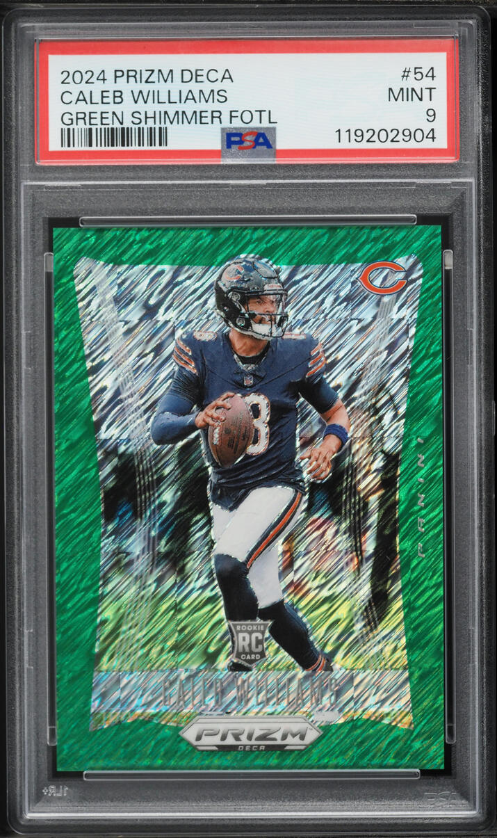 2024 Panini Prizm Deca Green Shimmer FOTL Caleb Williams ROOKIE /12 #54 PSA 9 MINT - Photo 1