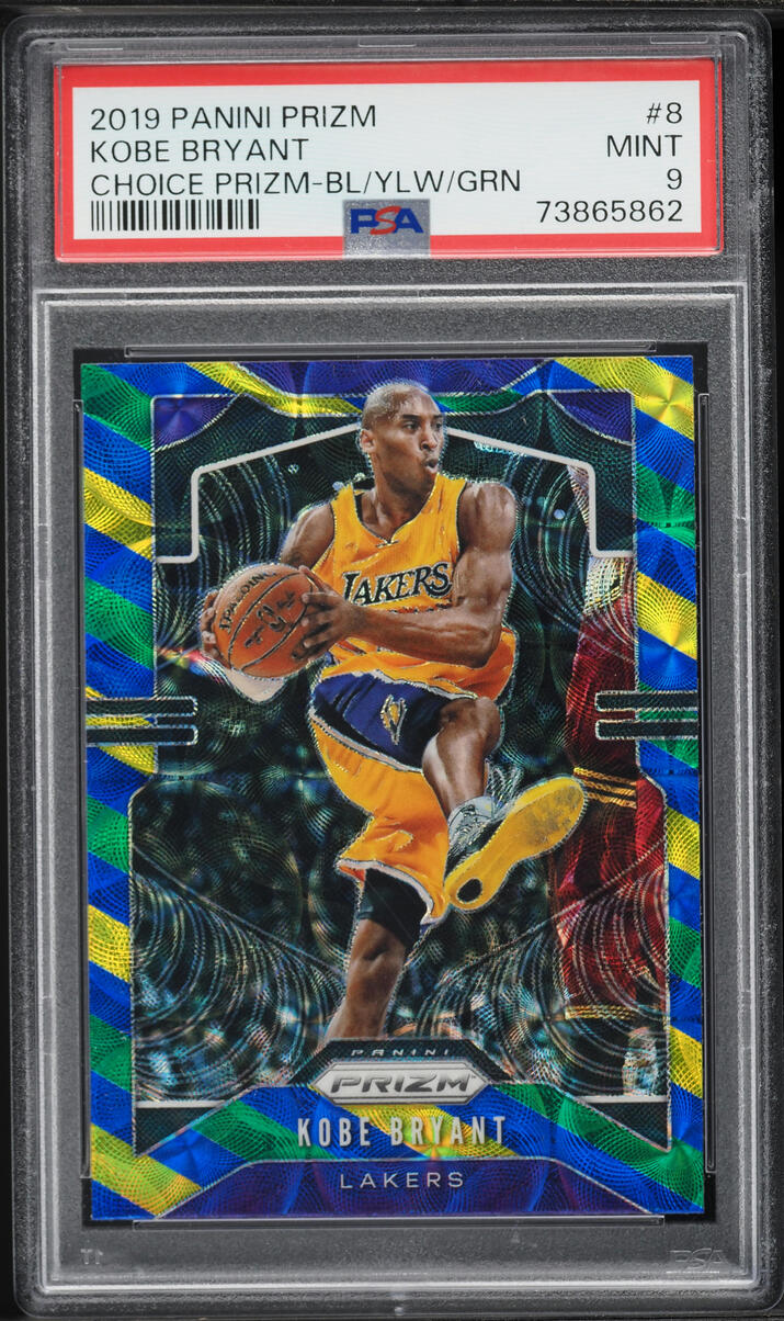 2018 Panini Prizm Choice Blue Yellow Green Kobe Bryant #8 PSA 9 MINT - Photo 1