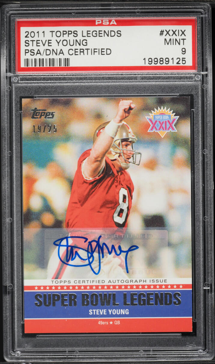 2011 Topps Super Bowl Legends Steve Young AUTO /25 #XXIX PSA 9 MINT - Photo 1