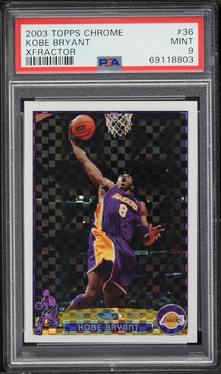 2003 Topps Chrome Xfractor Kobe Bryant /220 #36 PSA 9 MINT - Photo 1