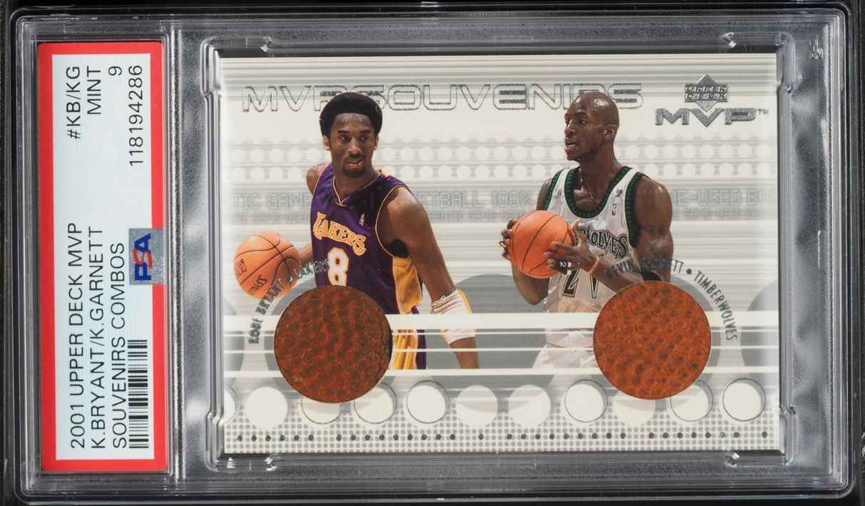 2001 Upper Deck MVP Souvenirs Combos Kobe Bryant Kevin Garnett PATCH #KB/KG PSA 9 MINT - Photo 1