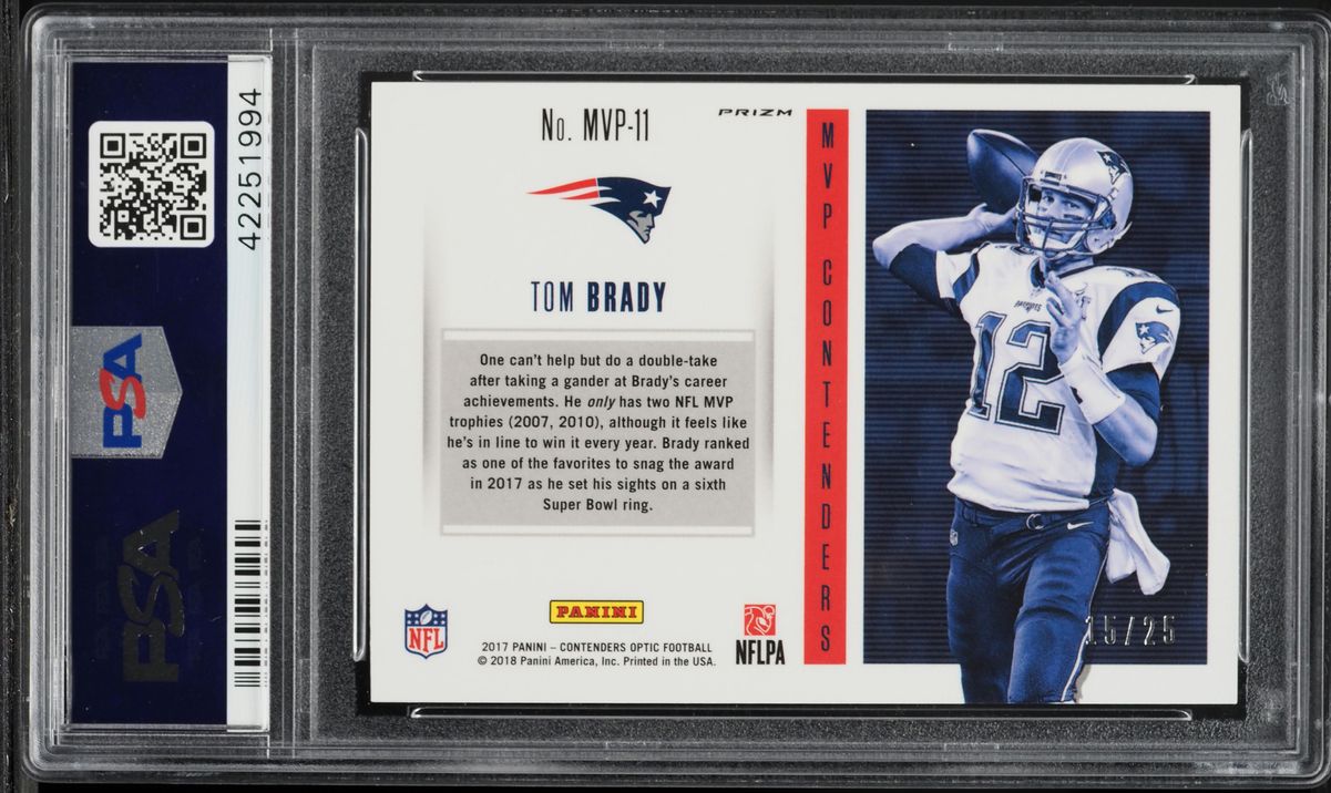 2017 Panini Contenders Optic MVP Red Tom Brady /25 #MVP11 PSA 10 GEM MINT - Photo 2