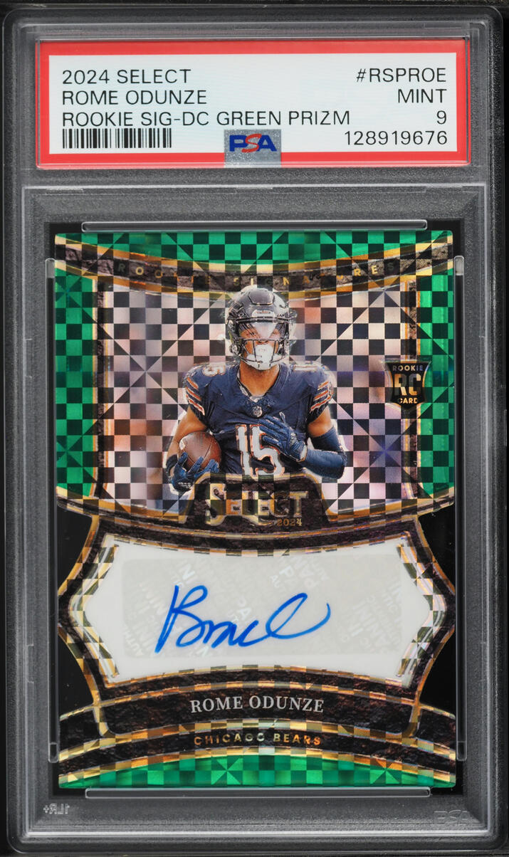 2024 Select Green Prizm Die-Cut Rome Odunze ROOKIE AUTO /5 #RSP-ROE PSA 9 MINT - Photo 1