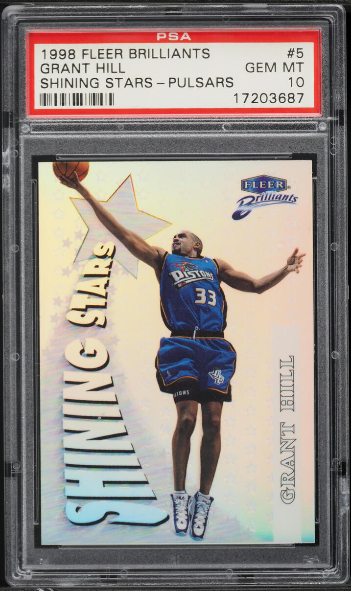 1998 Fleer Brilliants Shining Stars Pulsars Grant Hill #5 PSA 10 GEM MINT - Photo 1