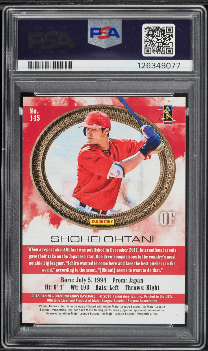 2018 Panini Diamond Kings Red Frame Shohei Ohtani ROOKIE #145 PSA 10 GEM MINT - Photo 2