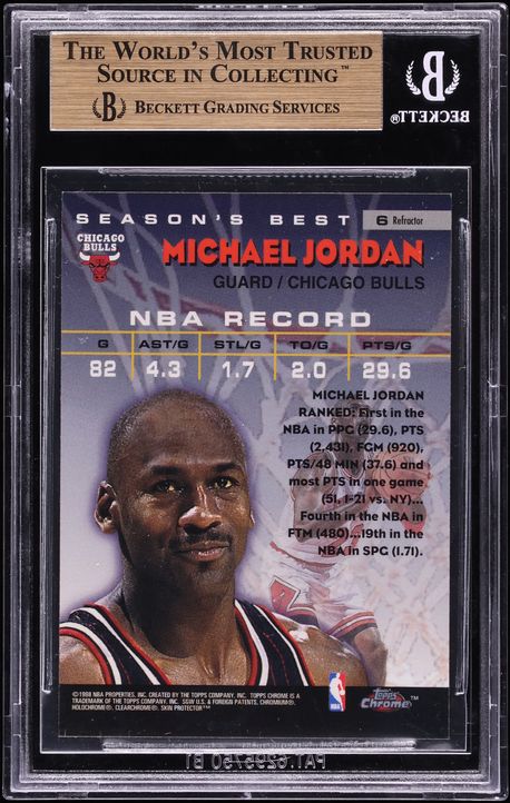 1997 Topps Chrome Season's Best Refractor Michael Jordan #SB6 BGS 9.5 GEM MINT - Photo 2