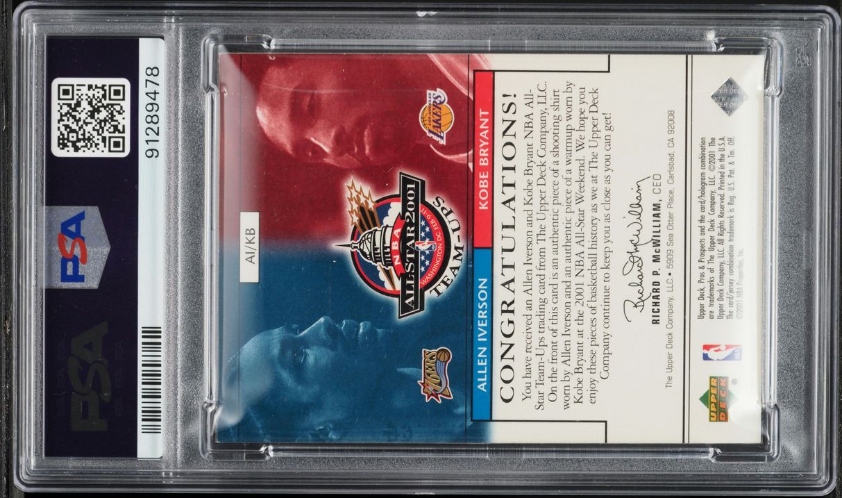 2001 UD Pros & Prospects All-Star Team-Ups Allen Iverson Kobe Bryant PATCH PSA 8.5 NM-MT+ - Photo 2