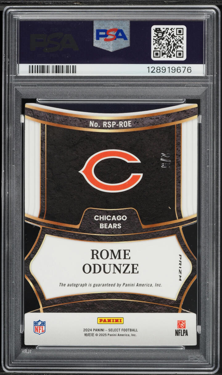 2024 Select Green Prizm Die-Cut Rome Odunze ROOKIE AUTO /5 #RSP-ROE PSA 9 MINT - Photo 2