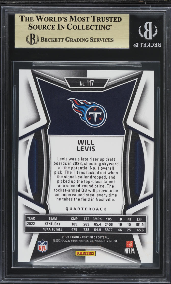 2023 Panini Certified Mirror Orange Will Levis ROOKIE /149 #117 BGS 9.5 GEM MINT