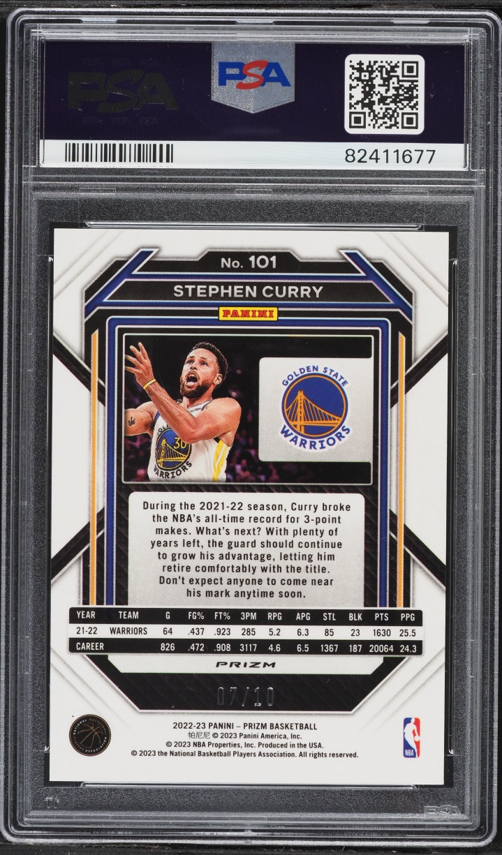 2022 Panini Prizm Gold Stephen Curry /10 #101 PSA 9 MINT
