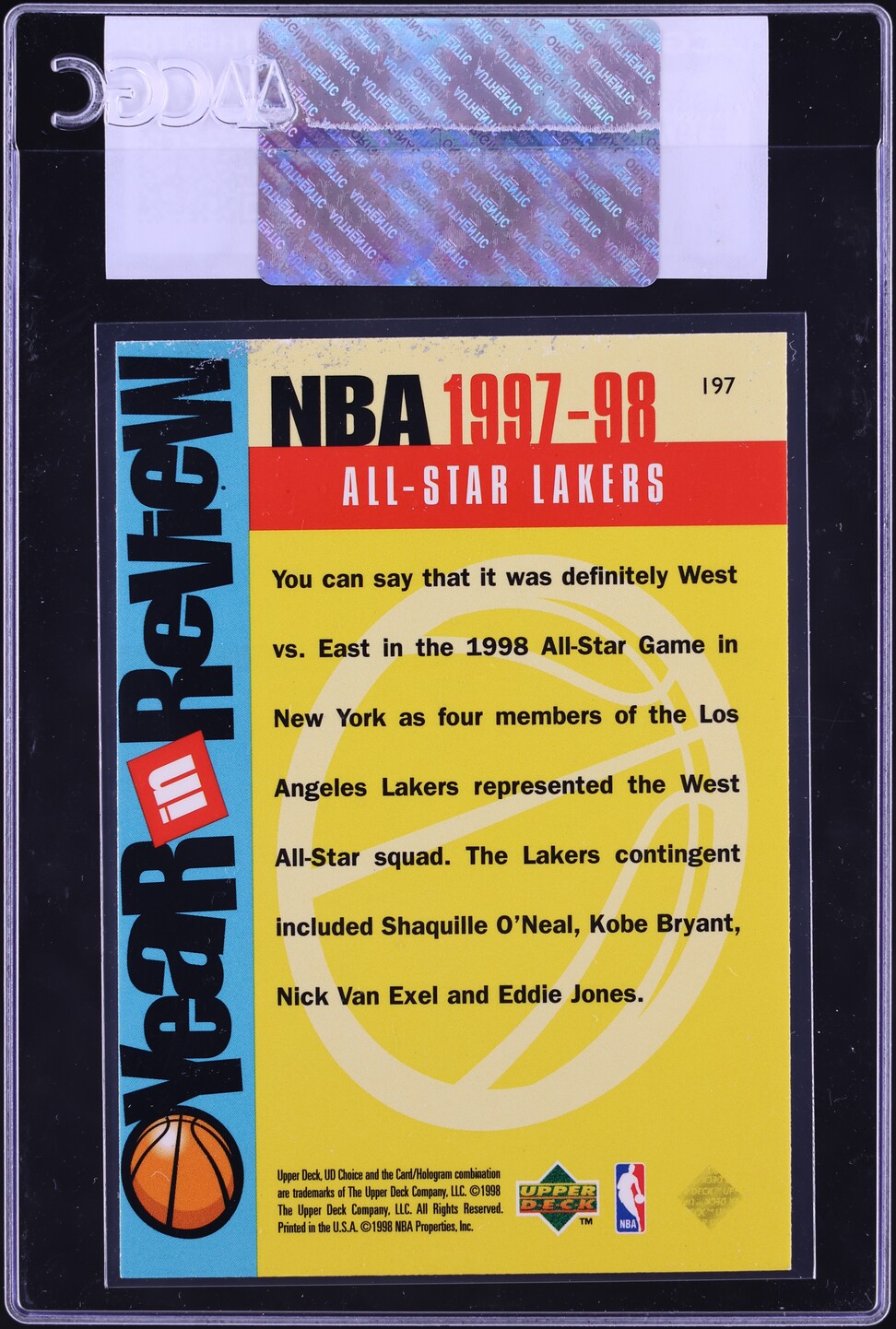 1998 Upper Deck Choice Shaquille O'Neal Kobe Bryant Jones Van Exel #197 CGC AUTH