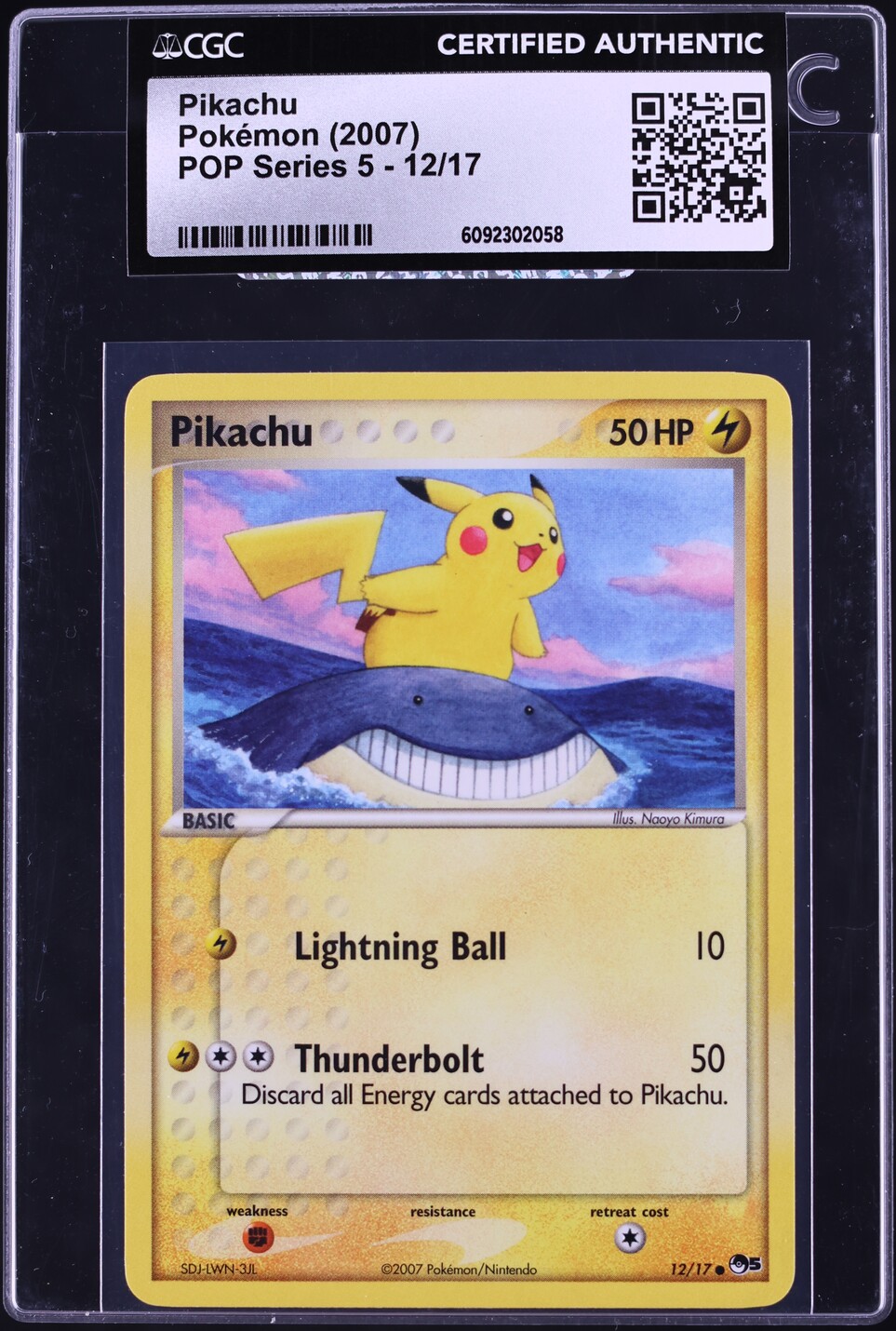2007 Pokemon POP Series 5 Pikachu #12 CGC AUTH