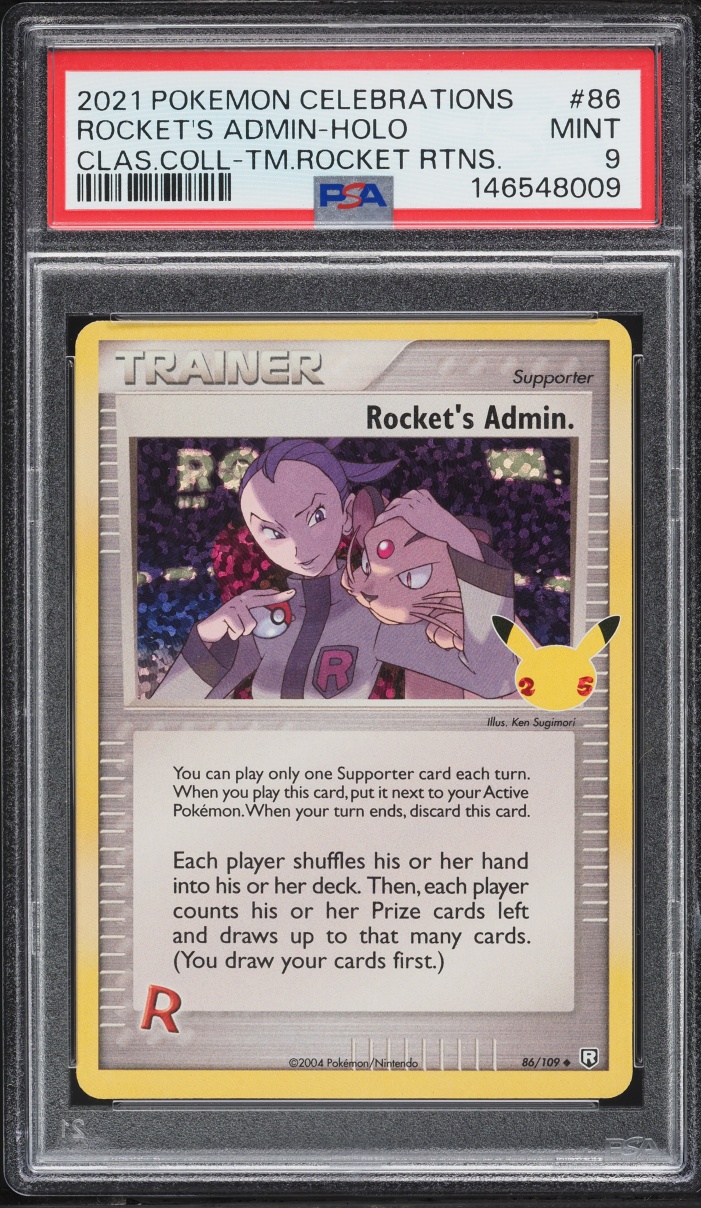 2021 Pokemon Sword & Shield Celebrations Classic Collection Holo Rocket's Admin #86 PSA 9 MINT