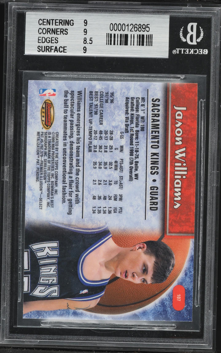 1998 Bowman's Best Jason Williams ROOKIE #107 BGS 9 MINT