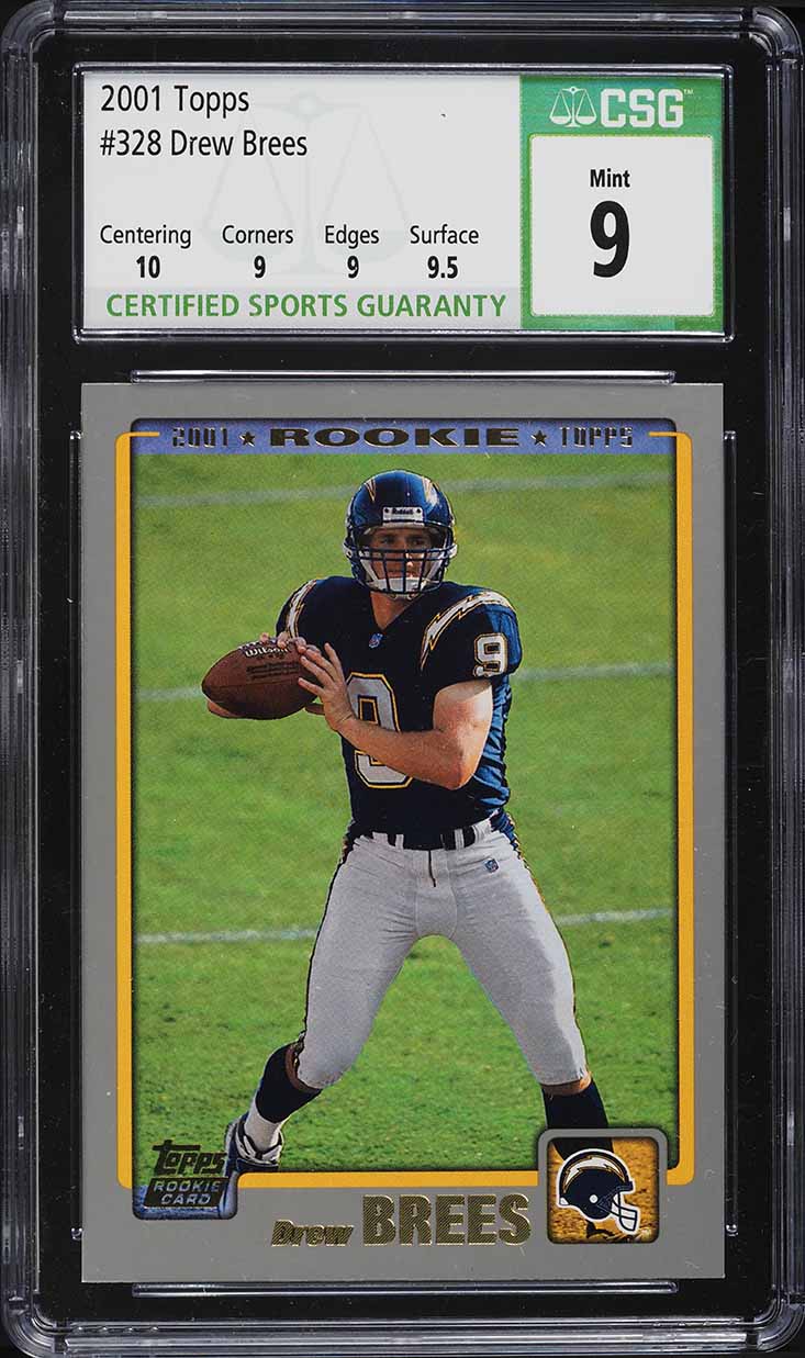 2001 Topps Football Drew Brees ROOKIE #328 CSG 9 MINT
