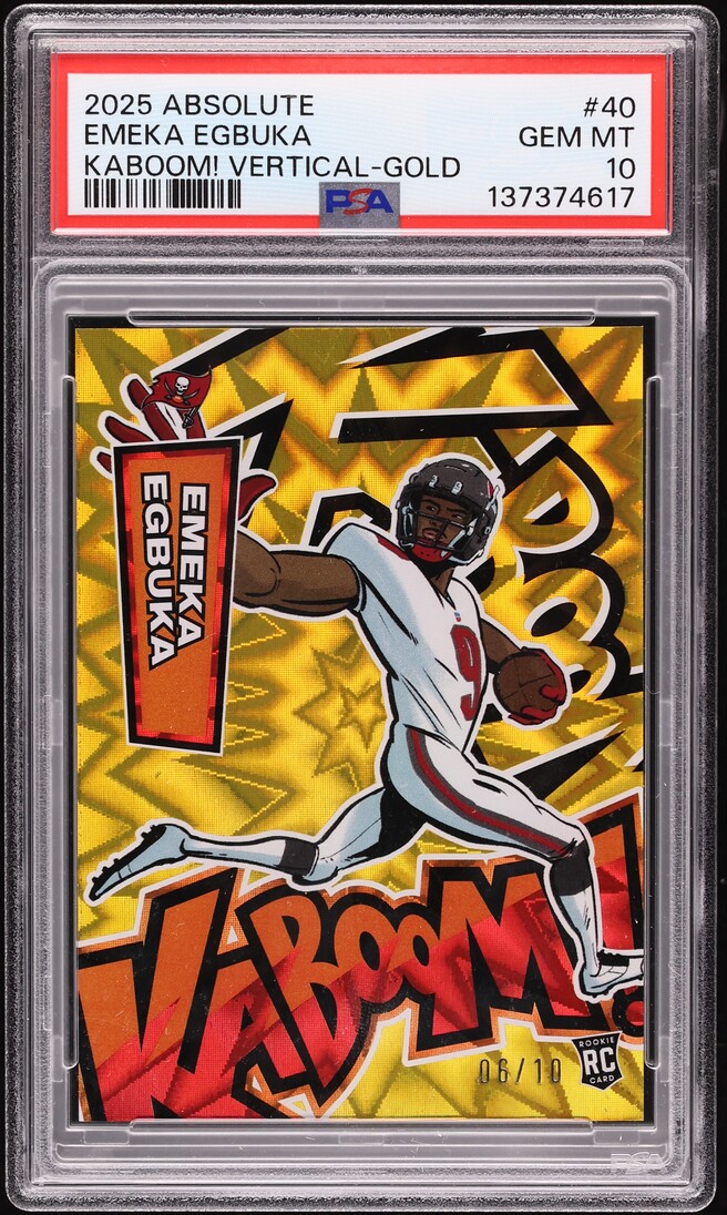 2025 Absolute Kaboom! Vertical Gold Emeka Egbuka ROOKIE /10 #40 PSA 10 GEM MINT