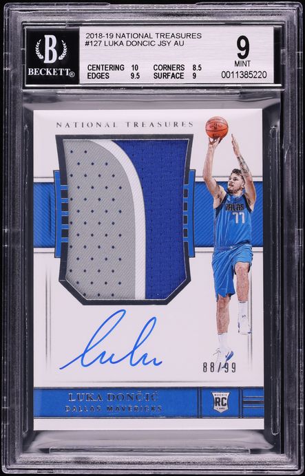 2018 National Treasures Luka Doncic ROOKIE PATCH AUTO /99 #127 BGS 9 MINT