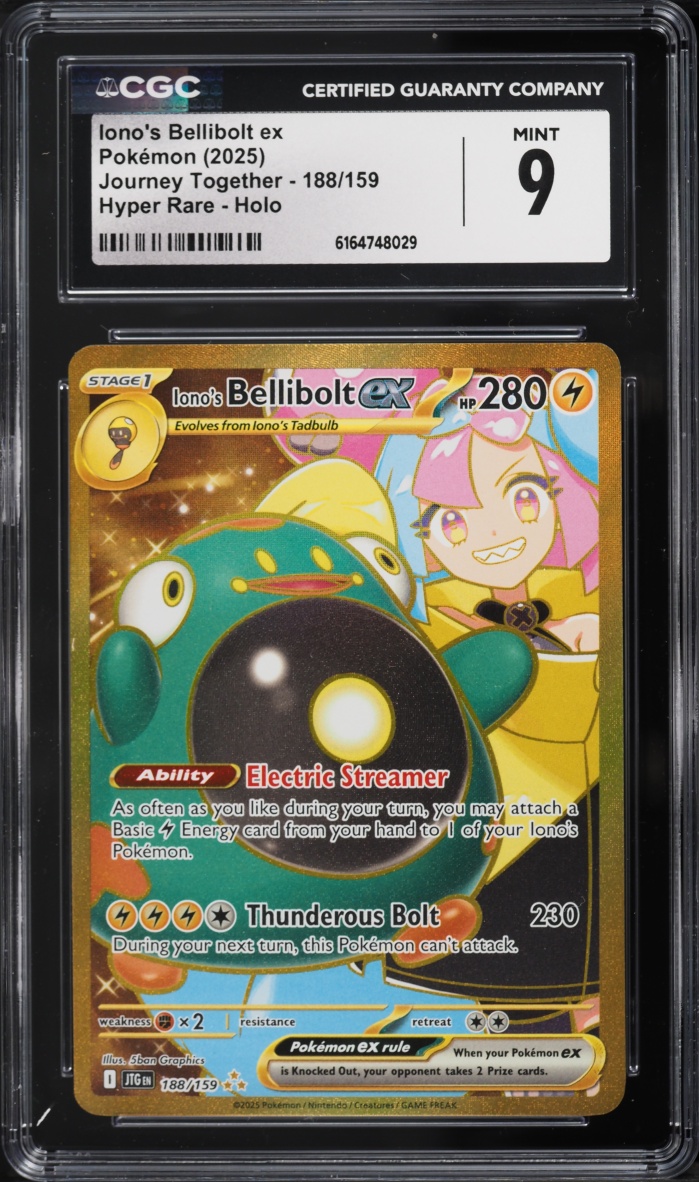 2025 Pokemon Scarlet & Violet Journey Together Gold Rare Iono's Bellibolt ex #188 CGC 9 MINT