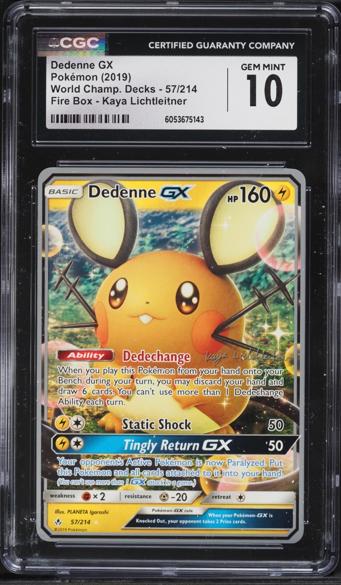 2019 Pokemon World Championships Decks Fire Box Dedenne GX #57 CGC 10 GEM MINT