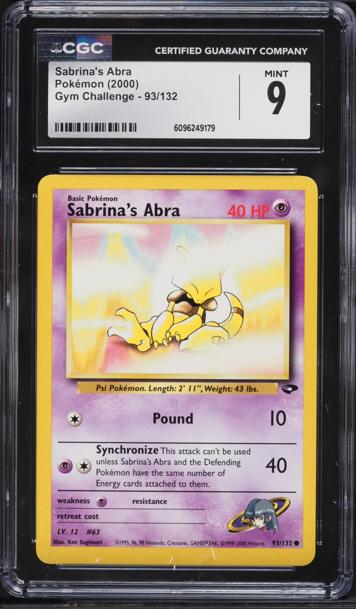 2000 Pokemon Gym Challenge Sabrina's Abra #93 CGC 9 MINT