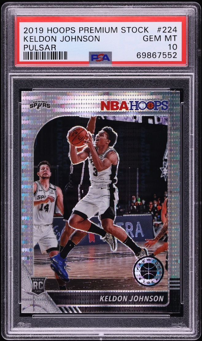 2019 Hoops Premium Stock Pulsar Keldon Johnson ROOKIE #224 PSA 10 GEM MINT
