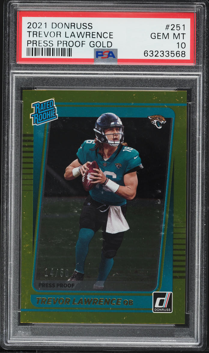 2021 Donruss Press Proof Gold Trevor Lawrence ROOKIE /50 #251 PSA 10 GEM MINT