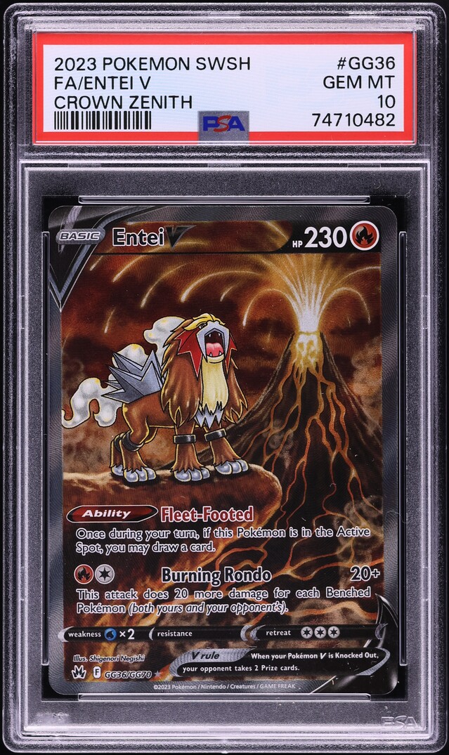 2023 Pokemon SWSH Crown Zenith Full Art Entei V #GG36 PSA 10 GEM MINT